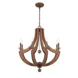 8 Light Wood Frame Chandelier