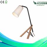 Lightingbird Hotel Room Wood Table Lamp with Fabric Shade (LBMT-YW)