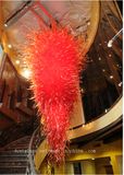 Red Article Decoration Blown Glass Chandelier for Hotel