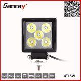 Square Bridgelux 4 Inch 15W Flood LED Work Light