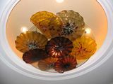 Colourful Blow Glass Chandelier with Plates Decoration