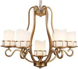 Iron Chandelier, Metal Lighting, Antique Brass Finish, Glass Fabric (SL2242-6+1)