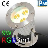 IP68 Tricolor LED Underwater Spot Light with Bracket (JP90036)