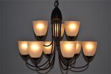 9 Light Simple Antique Bronze Chandelier