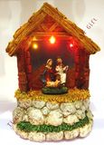 Polyresin Nativity Family Rotating W/LED Light and Music Box