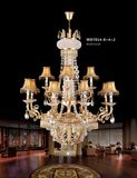 Classical Brass Crystal Pendant Lamp with Shade for Hotel