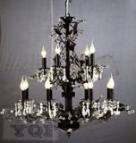 Iron Chandelier (YQF2171D100BL) /Crystal Chandelier