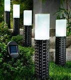 Socreative Hand-Woven Rattan Bollard Solar Light Pack of 5 Pathway Decoration Stake Light, Solar Garden Lights, Solar Pathway Lights, Solar LED Lights