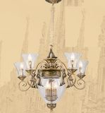 Jadeite Copper Glass European Chandelier Pendant Lamp Hotel Lighting