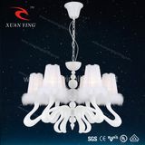 Popular Sales Modern Chandelier Light with White Fabric Shade (Mv20167-6)