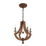 4 Light Wood Frame Chandelier