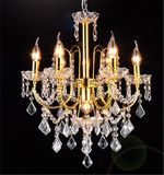 Classic Hotel Lighting 6 Lights Bright Gold Crystal Candle Chandelier