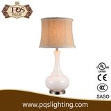 White Glass Fabric Shade Modern Desk Lamp