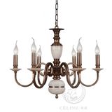 Chandelier with Marble, Golden Iron Pendant Lighting Fixture (SL2260-6)