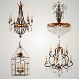 Forged Cast Iron Crystal Metal Chandelier Pendant Lamp