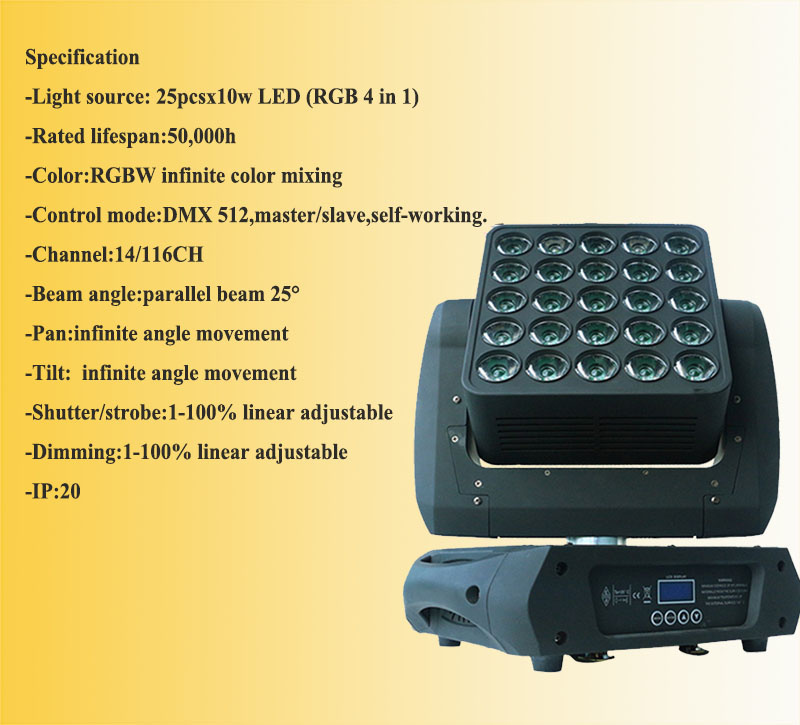 New Hot Sale 25PCS 10W LED Moving Head Matrix