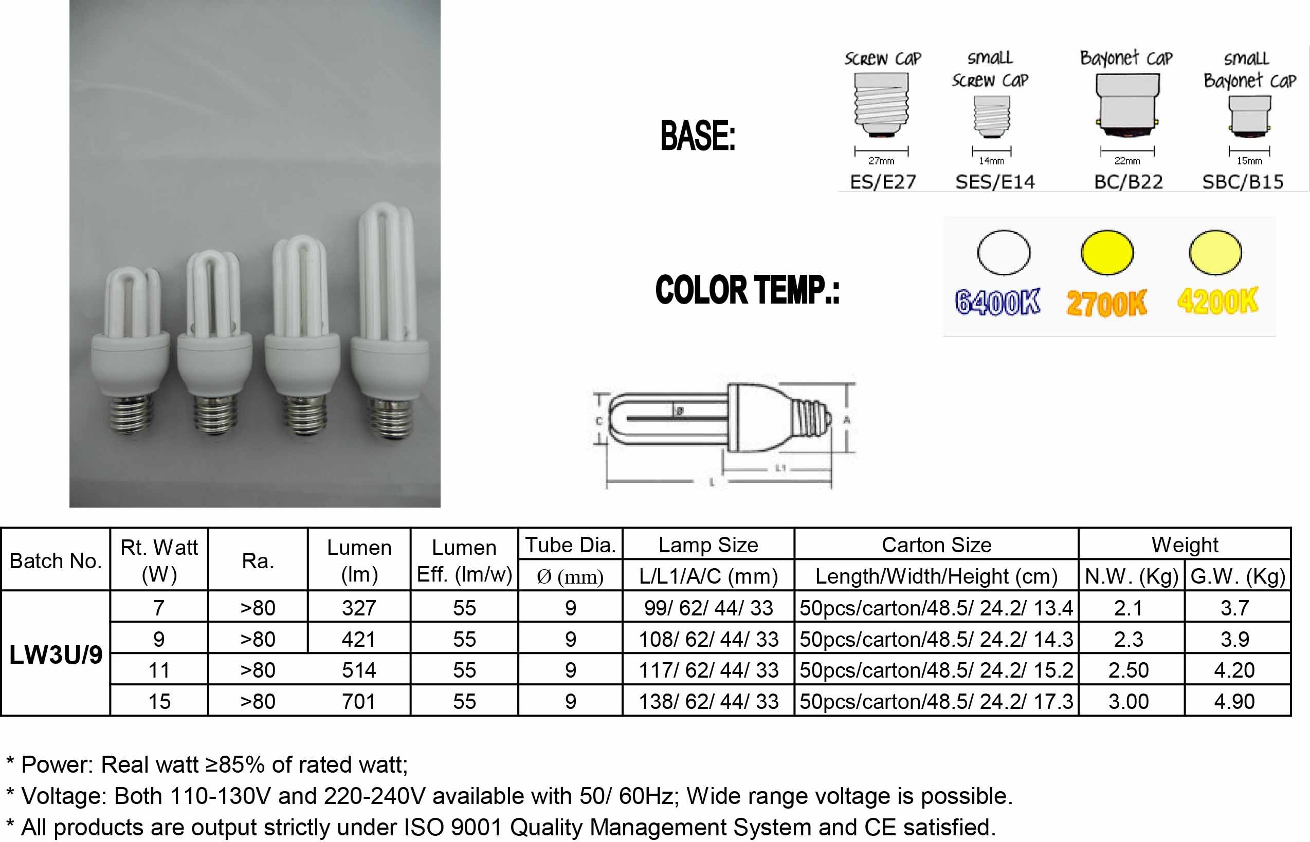 T3 3u 7W-15W Energy Saving Lamp (6400k E27 220V)